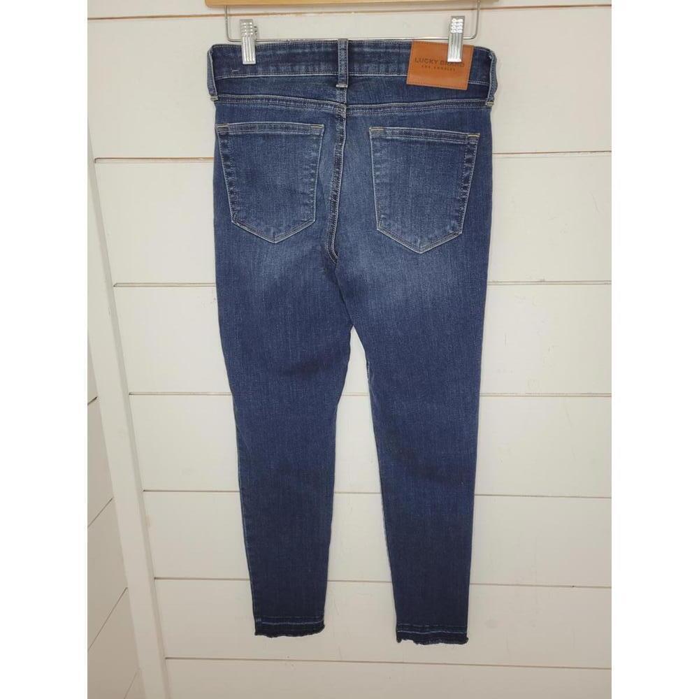 Lucky Brand size 2/26 blue distressed mid rise skinny jeans. Ava - Picture 2 of 6